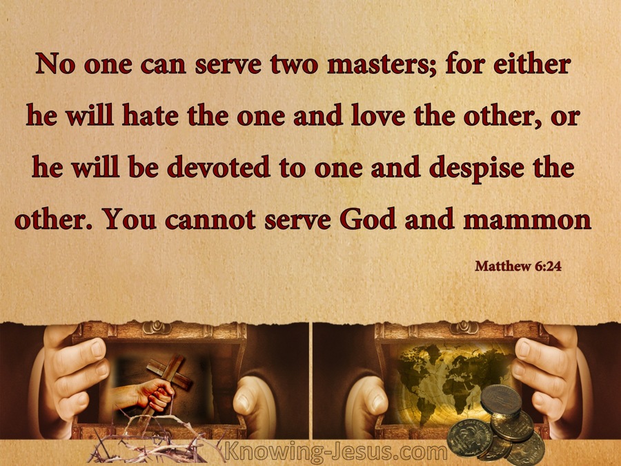 Matthew 6:24 No One Can Serve Two Masters (beige)